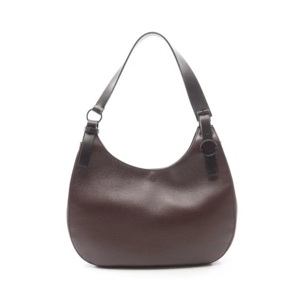 Gucci brown leather shoulder bag structured crescent hobo silhouette